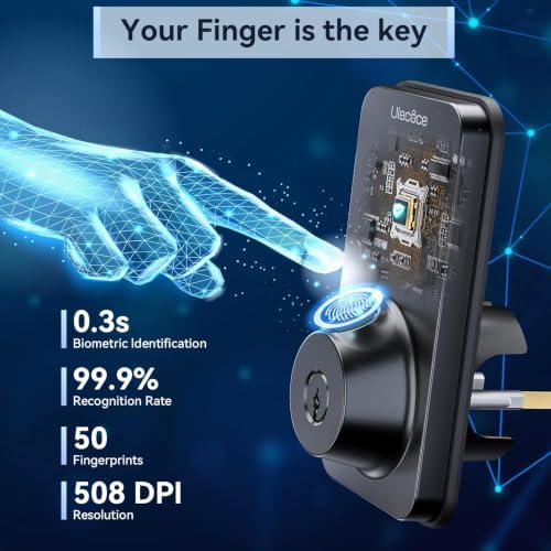 Ulecoce U68 Fingerprint Keypad Deadbolt with Knob Set, Matte Black - Image 4