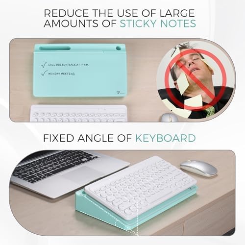 TOWON Compact Glass Desktop Whiteboard with Storage 12x7 in, Teal Blue - Image 4