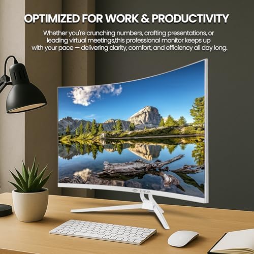 CRUA 32" 4K UHD 60Hz Curved Monitor, 1500R, AMD FreeSync, Speakers, White - Image 7