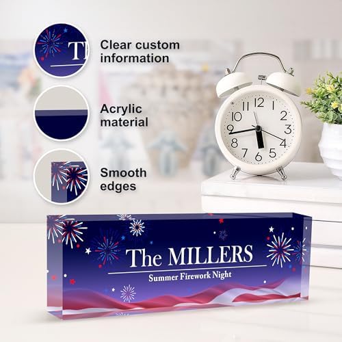 Desk Name Plate Personalized, Acrylic Name Plate for Desk, Summer Office Desk Accessories, Americana Decor for Home Office Desk, Personalized Office Gifts for Coworkers Employees - Image 4