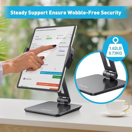 AboveTEK Business Kiosk Aluminum Tablet iPad Stand, 360° Swivel Tablet & Phone Holders for Any 4"-15.6" Display Tablets/Cell Phones/Portable Monitor, Sturdy for Store POS Office (Grey) - Image 6