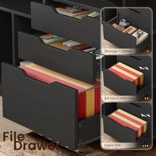 SEDETA 59" L Shaped Standing Desk with 3 Drawers Storage and Bookshelves - Image 5