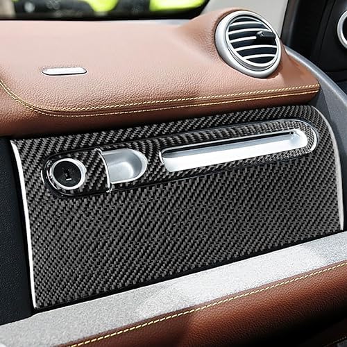 Real Black Carbon Fiber Car Co-Pilot Glove Storage Box Panel Scratch Protector Decoration Sticker Set Compatible with Benz Smart Fortwo 2011 2012 2013 2014 2015 Auto Interior Accessories 3pcs - Image 4