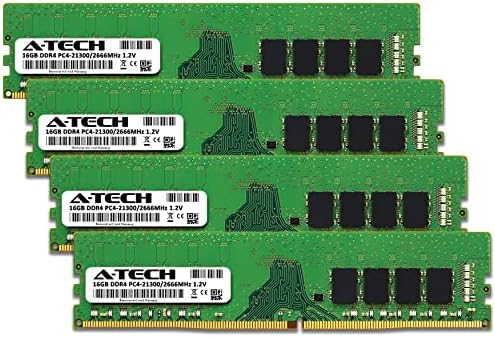 A-Tech 64GB (4x16GB) DDR4 2666 MHz UDIMM PC4-21300 (PC4-2666V) CL19 DIMM Non-ECC Desktop RAM Memory Modules - Image 2