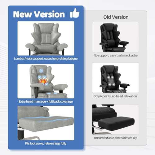 Executive Office Chair with7-Point Massage Heated, Footrest, Gray - Image 5
