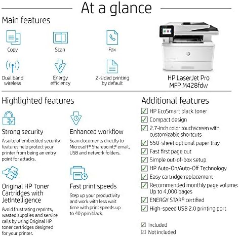 HP Laserjet Pro Multifunction M428fdw Wireless Laser Printer (W1A30A) (Renewed) - Image 4