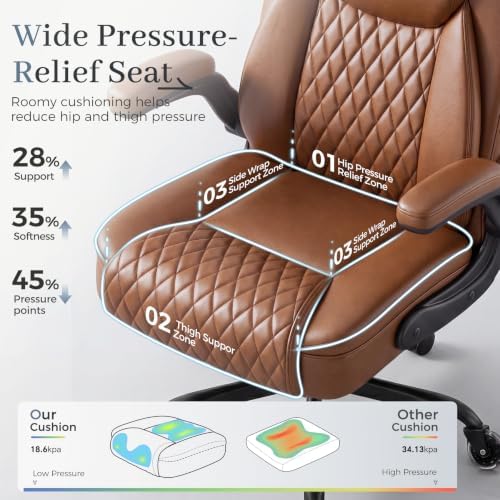 GTPOFFICE Executive Office Chair, Ergonomic PU Leather Desk Chair,Pro Brown - Image 4