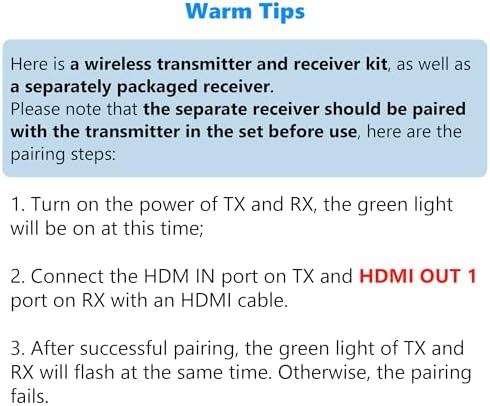 Wireless HDMI Transmitter and Receiver, 1150ft Los Range, 4K UHD Wireless Video Transmission System with 0.1S Latency, for Streaming from DSLR/PC/Laptop to TV/Monitor (WL095P RX Only) - Image 2