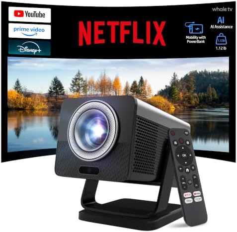 HP Projector with Netflix, USB-C Power Bank Compatible, 4K Supported MC450 by LYNCAST