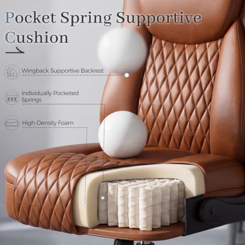 GTPOFFICE Executive Office Chair, Ergonomic PU Leather Desk Chair,Pro Brown - Image 5