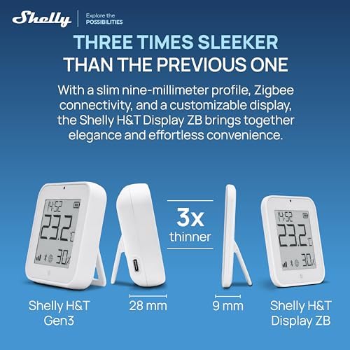 Shelly BLU H&T Display ZB White, Bluetooth & Zigbee Operated Temperature & Humidity Levels Sensor, E-Paper Display, Home Assistant, Alexa, Google Home, Real-Time Monitoring, Long-Life Battery - Image 7