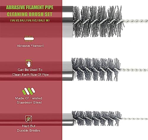 16 Inch Extra Long Pipe Cleaning Brush Set with Abrasive Filament Bristles - Image 4