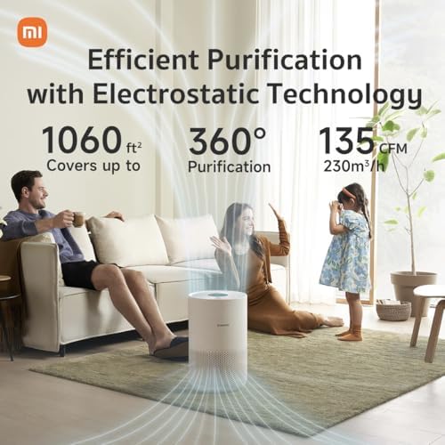 Xiaomi Mi Air Purifier 4 Compact, True HEPA H13 3-Stage Filter System Removes 99.97% of Pollutants as small as 0.3 microns, Smart Home Integration, Whisper Quiet, Just 0.9KW/day, OLED Touch Display - Image 2