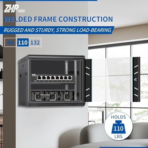 9U Wall Mount Server Cabinet with Lockable Door Heavy Duty IT Network Rack Enclosure for Data Centers & Network Equipment - Image 3