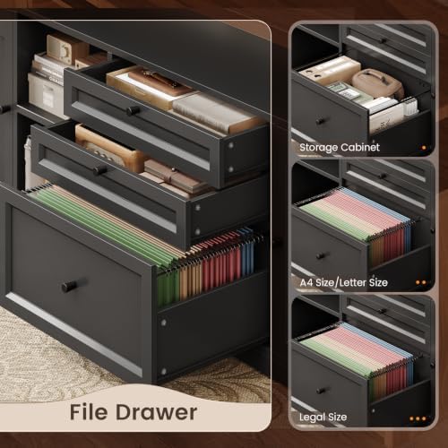 SEDETA Farmhouse L Shaped Executive Electric Standing Desk with 6 Drawers - Image 5