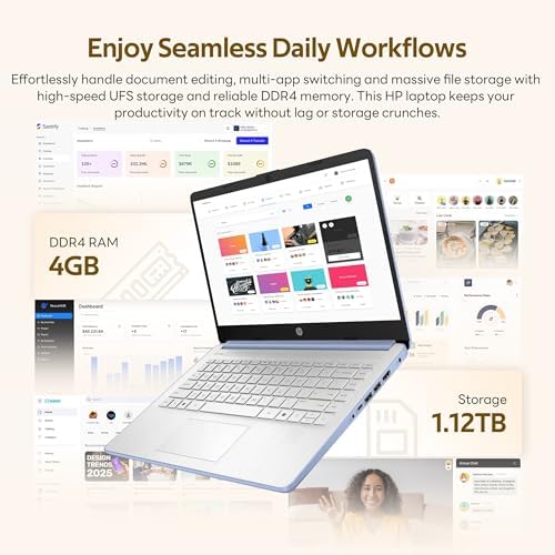 HP Stream 14" HD Student&Business Laptop with AI Copilot, Intel Processor N150, 4GB RAM, 1.12TB Storage (128GB UFS + 1TB Docking Station), 1 Year Office 365, 720p Webcam, Win 11, Sky Blue - Image 3
