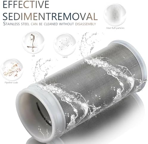 40 Micron Reusable Brass Inline Sediment Filter - Universal Fit for Washing Machine, Shower, Garden Hose & Well Water - Anti-Clogging Design with Pipe Sealant Tape - Image 6