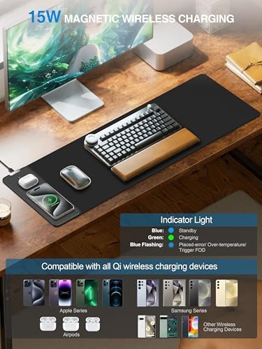Mouse Pad with 15W Wireless Charging, 31.5"x11.81" XL Large Desk Mat - Image 2