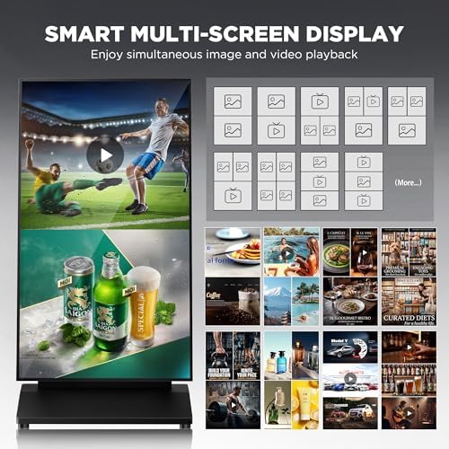 43 Inch Digital Signage Display, Screen LCD Advertising Kiosk, Portable Floor Standing Auto Ad Player Android OS App-Based Control with USB/HDMI/WiFi - Image 2