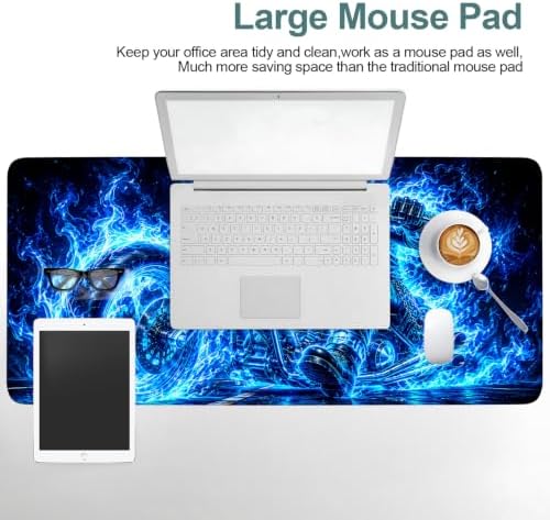 Halloween Motorcycle Skeleton Extended Gaming Mouse Pad 35.4"x15.7" Large Extended Pad Desk Mat Anti-Slip Rubber Base & Durable Stitched Edges for Gamers Smooth Mouse Pad Writing - Image 7