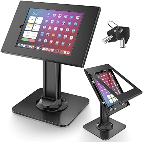 AboveTEK Anti-Theft iPad Kiosk Stand – POS iPad Security Stand & Locking Tablet Holder – Heavy Duty Base, 360° Swivel, 75° Tilt Bracket – Perfect for Retail Business by AboveTEK