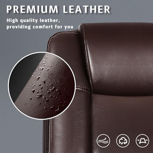 LEMBERI Flip-up Arms Office Desk Chair Big and Tall Managerial Executive Chair, High Back Computer Chair Ergonomic Adjustable Height PU Leather Chairs with Armrest for Long Time Sitting - Image 5