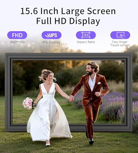 64GB 15.6" Large Digital Picture Frame, Uhale WiFi Electronic Photo Frames with 1920 x 1080 FHD IPS Touch Screen, Support Auto-Rotate Wall Mounted SD&USB Card, Share Photos/Videos from Phone Instantly - Image 5