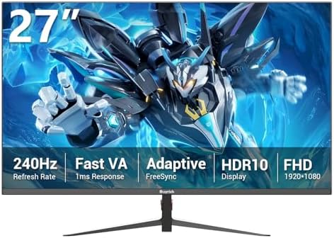 27 Inch Gaming Monitor, 240Hz Refresh Rate, FHD 1920x1080, Fast 1ms Response Time, Metal Stand, VESA 100x100, for Esports, FPS, and Competitive Gamers by Unknown