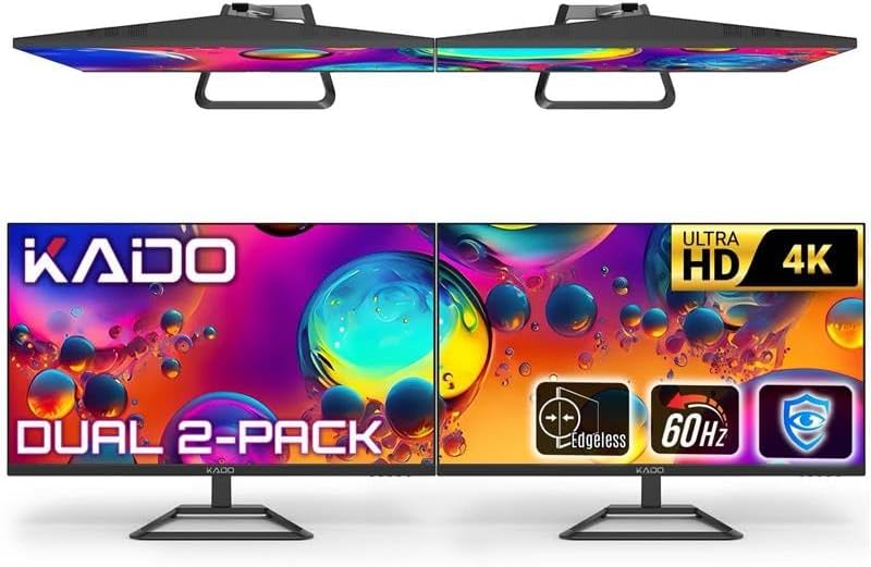 Kado 2-Pack Dual 32" 4K 70Hz UHD 3840x2160 Flat Screen Computer Monitor by Kado