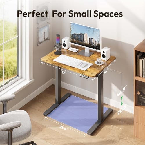 Electric Standing Desk with Lockable Wheels,Adjustable Height Sit Stand Desk for Home Office,Ergonomic Computer Desk Workstation (Brown, 32 * 24) - Image 4