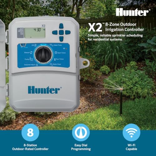 Hunter X2 8 Zone Sprinkler Controller, WiFi Compatible Sprinkler Timer - Image 2