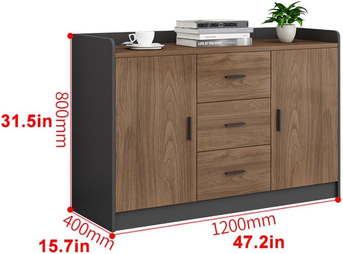Office Printer Stand Cabinet with Storage, Multi-Function Office Side Cabinet for Copier, Tea Station & Supplies, Large Capacity Storage Cabinet with Soft Close Doors Workstation Furniture，F - Image 2