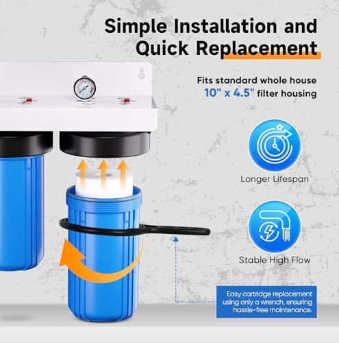 PUREPLUS 2-Stage Whole House Water Filter, PP Sediment & KDF Carbon Block - Image 7