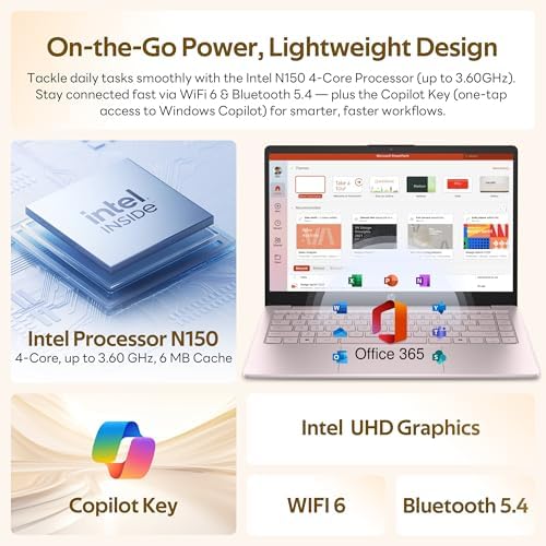 HP Stream 14" HD Student&Business Laptop with AI Copilot, Intel Processor N150, 4GB RAM, 1.12TB Storage (128GB UFS + 1TB Docking Station), 1 Year Office 365, Intel Graphics, Win 11, Tranquil Pink - Image 5
