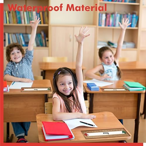 40 PCS Desk Name Tags, Waterproof Desk Nameplates with Alphabet, Number Line 1-30 Erasable and Reusable Traditional Manuscript Name Plate for Classroom School Student (12” x 3.5”) - Image 5