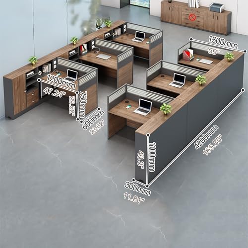 Modern Office Cubicle Workstation Desk with Tempered Glass Privacy Panels, USB Charging Hub & Cable Management,Multi-Person Modular Computer Desk for Commercial Office (A-Left, Six Person-T) - Image 2