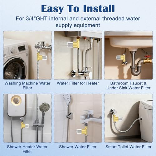 Brass Sediment Filter, Water Filter for Washer, Garden Hoses, Shower, Well Water, Traps Sand, Mud, Rust, 40 Micron, Inline, Reusable, BPA Free, 3/4" Male Thread + 3/4" Female Thread - Image 6
