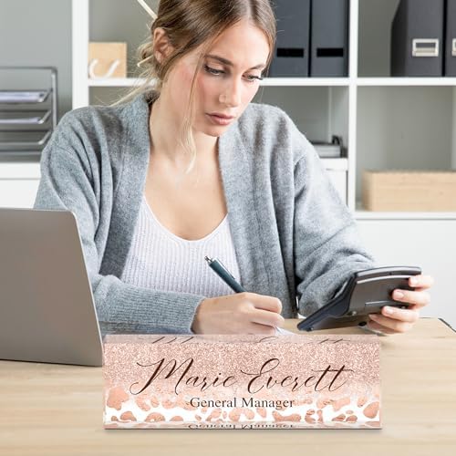 Personalized Name Plate for Desks, Custom Desk Name Plates, Acrylic Name Plate Office Desk Accessories, Personalized Office Gifts for Coworkers Teachers, Employee Appreciation Gifts (B-Leopard Print) - Image 6
