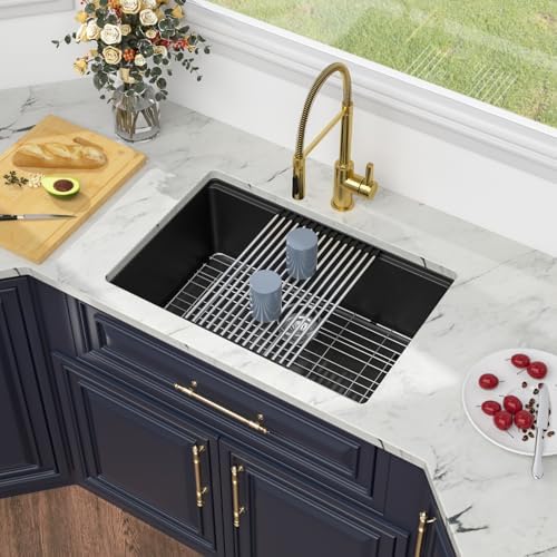 Kichae 30 x 19 Undermount Kitchen Sink Black Granite Composite Workstation - Image 3