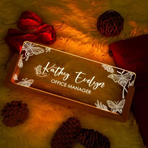 Custom Name Plate for Desk, Personalized Light Up Acrylic Desk Name Plate, Personalized Office Gifts for Boss Coworkers Teacher, Employee Appreciation GIfts, Office Decor for Women Men - Image 2