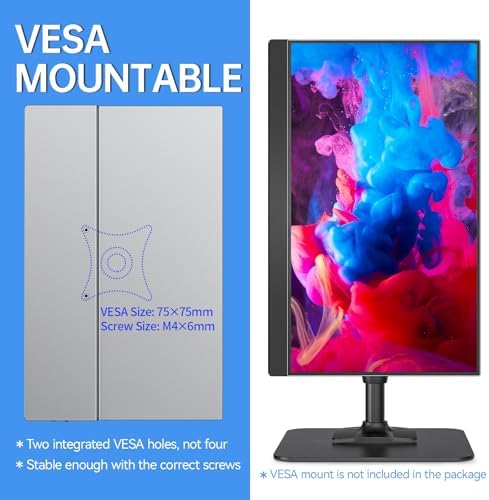 VisionOwl Portable Monitor 15.6 Inch 1080P FHD 85% sRGB Second Screen, USB-C HDMI HDR External Travel Monitor for Laptop PC MacBook PS5 Xbox, VESA Mountable, with Speakers, Cover Stand, Silver - Image 4