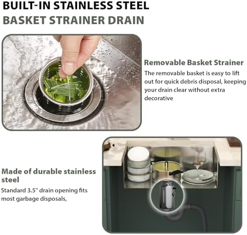 Mocoloo 28 Inch Undermount Kitchen Sink - 28" x 16" T304 Stainless Steel Handmade Single Bowl Round Corner Under Counter 9" Deep Basin - Image 7