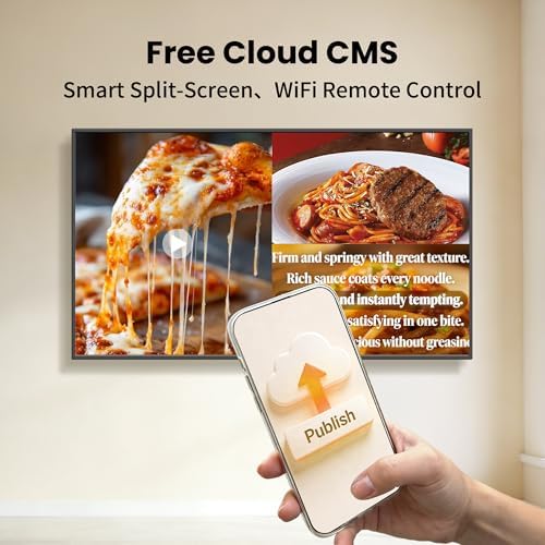 55 Inch Digital Signage Display, 4K FHD 1000 Nits Advertising Screen, Android 14.0 Wall Mount Digital Menu Board for Restaurants, Smart tv signage with 4GB RAM 64GB Storage, Smart Split Screen - Image 5