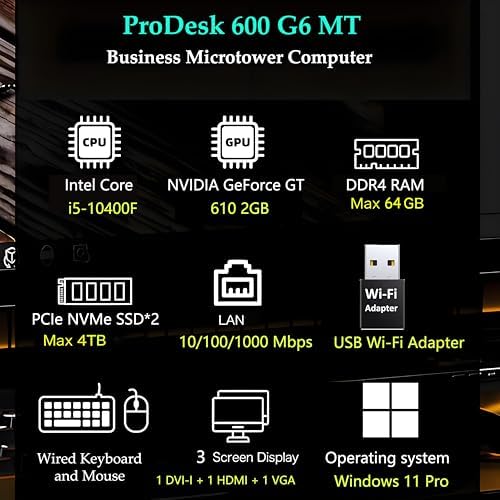 HP Desktop Computer Tower PC for Home & Office Business, Intel Core i5 - Image 2