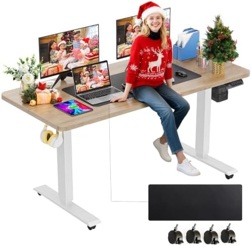 farexon 55x24In Electric Adjustable Standing Desk with Mouse Pad, Oak Gray by farexon