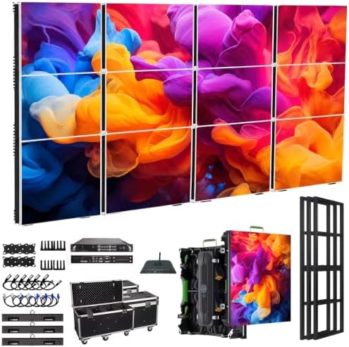LED Video Wall Panel, Rental LED Display Screen, Giant Stage Backdrop Advertising Screen, P2.91 P3.9 P4.81 Modular LED Display for Events & Commercial Advertising (8, P6, 50*50cm(1.64ft*1.64ft)) by JJMNKMN