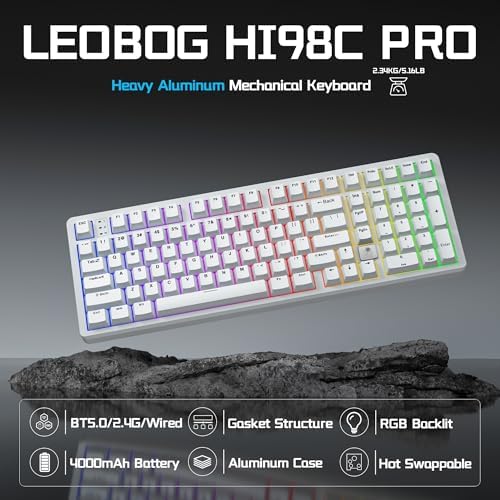 LEOBOG HI98C Pro Wireless Mechanical Gaming Aluminum Keyboard with Num Pad - Image 2