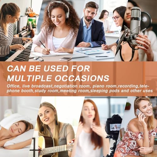 Office Sound Booth with Audio Privacy - Soundproof Booth Includes Unique Beige Interior,Soundproof Room Include Socket,Light,Door Handle& Orange Frame for Conference Room,Bedroom (Beige) - Image 7