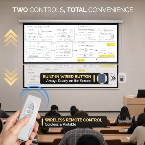Motorized Projector Screen with Remote Control, No Wrinkles, Without Dents, HD Screen, for Home Theater Office Classroom TV Usage (84in 16:9) - Image 4