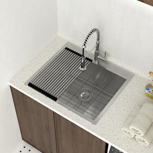 Lordear 12 Inch Deep Drop In Laundry Sink 25x22 Inch Utility Sink 16 Gauge Stainless Steel Topmount Basin for Laundry Room - Image 2